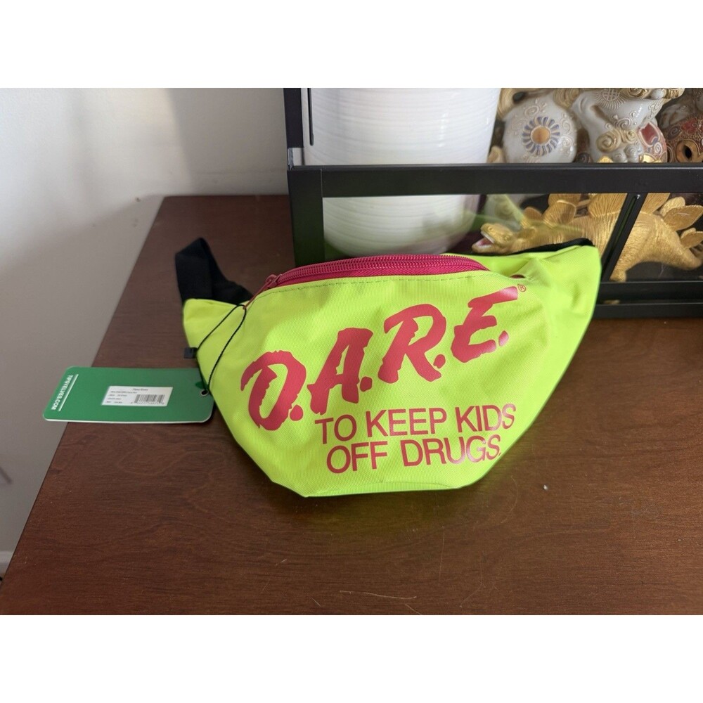 Fanny Pack D.A.R.E. TO KEEP KIDS OFF DRUGS Retro Neon DARE Waist Bag Pouch Green